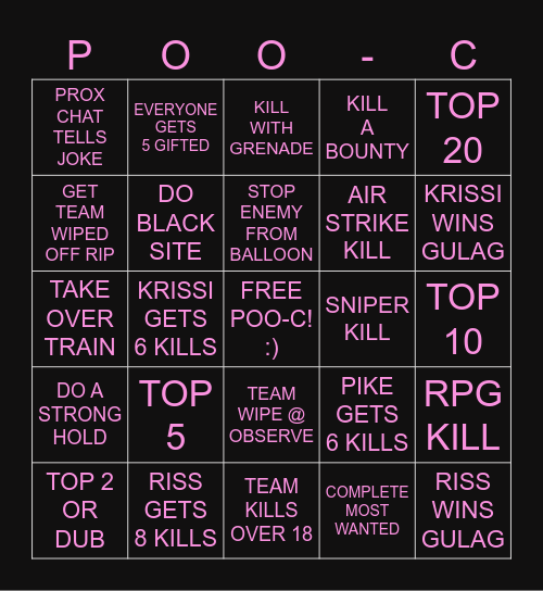 HERSDAY BINGO Card