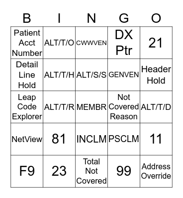 Diamond Bingo Card