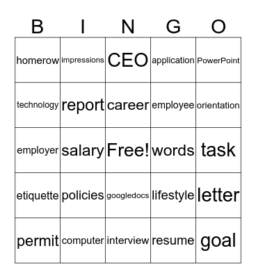 Independent Study Intro - BusinessTech. Bingo Card