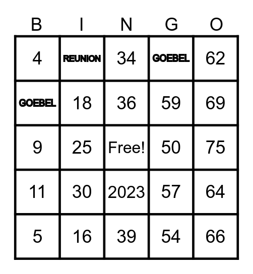 1-75 Bingo Card