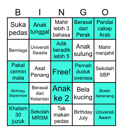 Cari seseorang yang Bingo Card