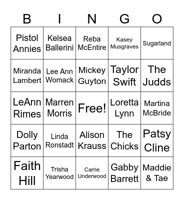Women of Country Bingo Card