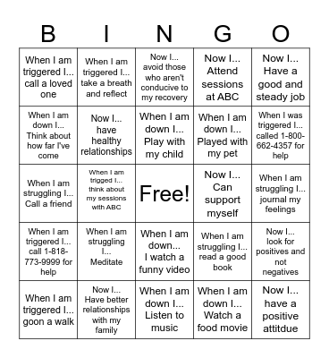 SU coping bingo Card