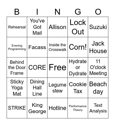 CHERUBS 2023 Bingo Card