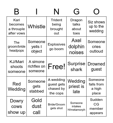 KARI Wedding Bingo Card