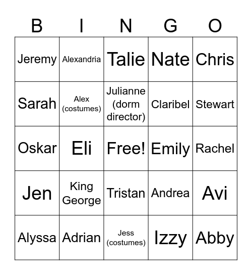 CHERUBS 2023 FACULTY Bingo Card