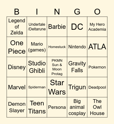 Supercon Bingo Card