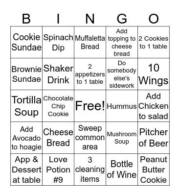 Winner, Winner Chicken Dinner Bingo Card