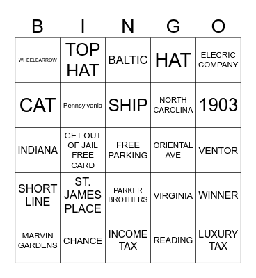 MONOPOLY Bingo Card