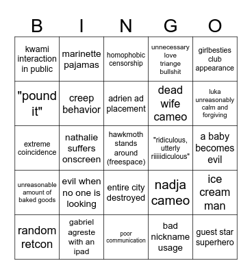 MIRACULOUS BINGO Card