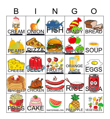 EDGE English FOOD BINGO V2.0 Bingo Card