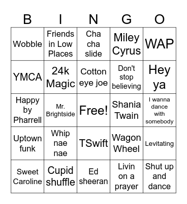 Wedding songs Bingo Card