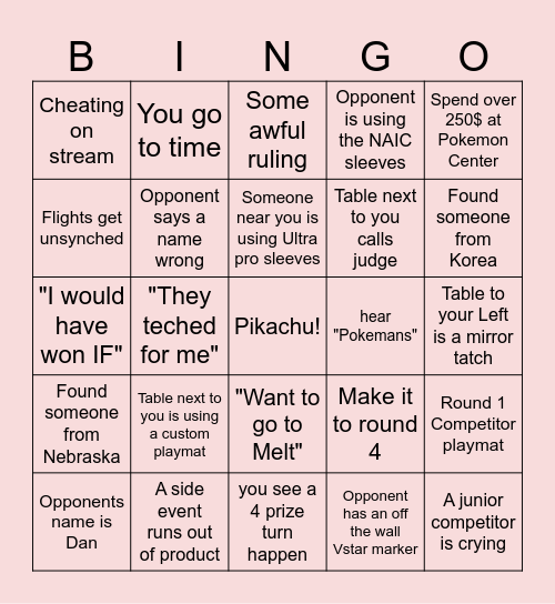 NAIC 2023 Bingo Card