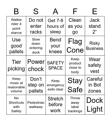 SAFETY SUMMER SPLASH Bingo Card