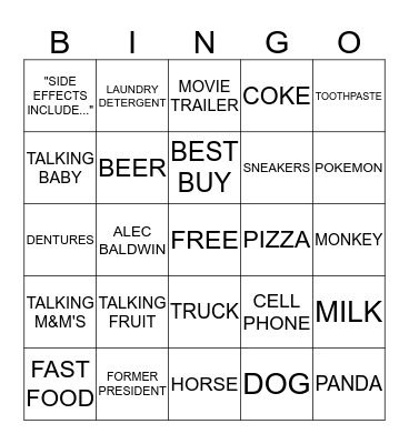 SUPERBOWL 2016 Bingo Card