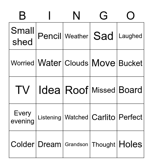 Carlito Bingo Card