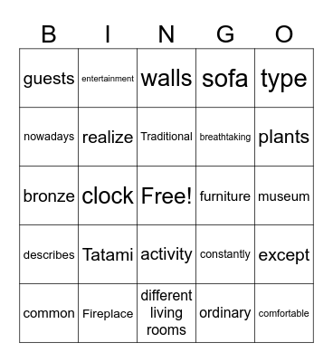 JA class Bingo Card