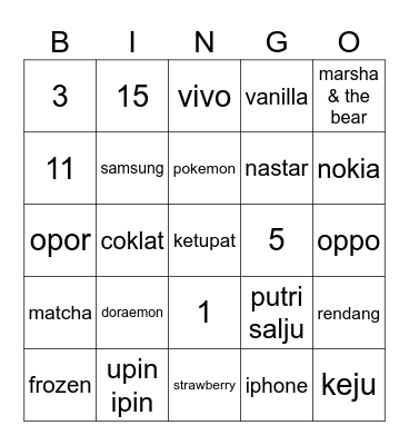 adelia Bingo Card
