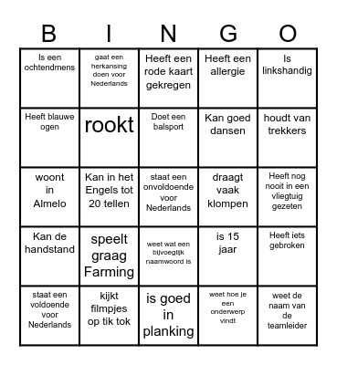 Kennismakingsbingo Card