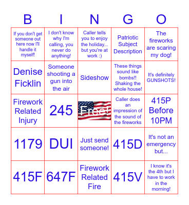 4th of July Dispatch Bingo Card