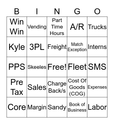 Ryan Bingo Card