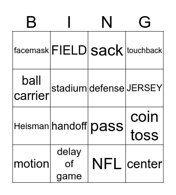 SUPER BOWL SUNDAY Bingo Card