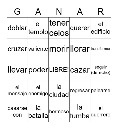 SP 2 Unidad 4 Bingo Card