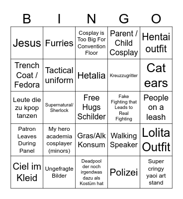 Naka-Kon 2020 Bingo Card