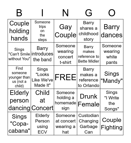 Barry Bingo Card