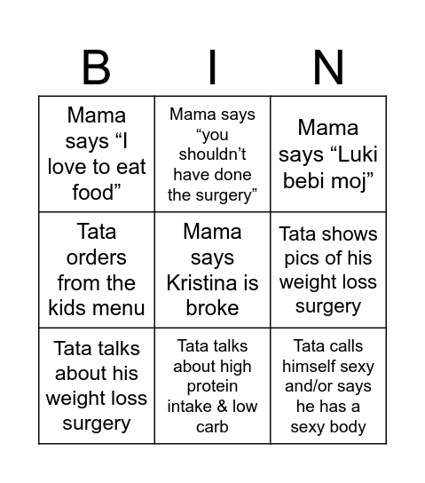 Music family gatho Bingo Card