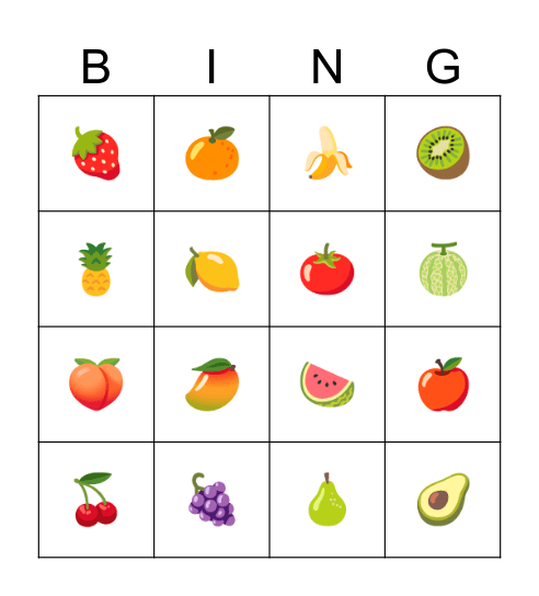 水果02 Bingo Card