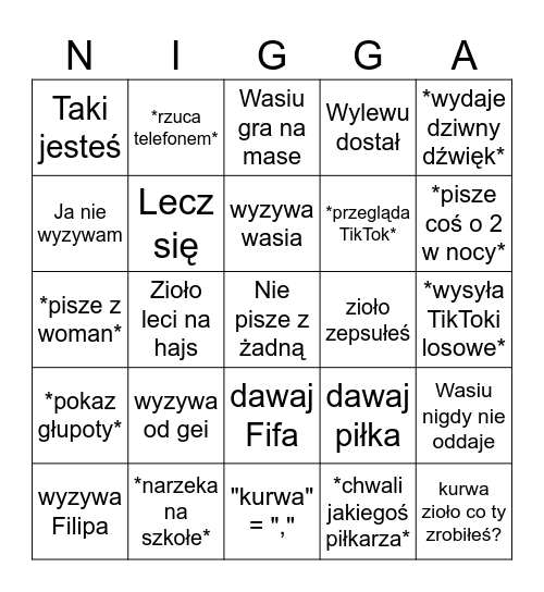 Olek Bingo Card