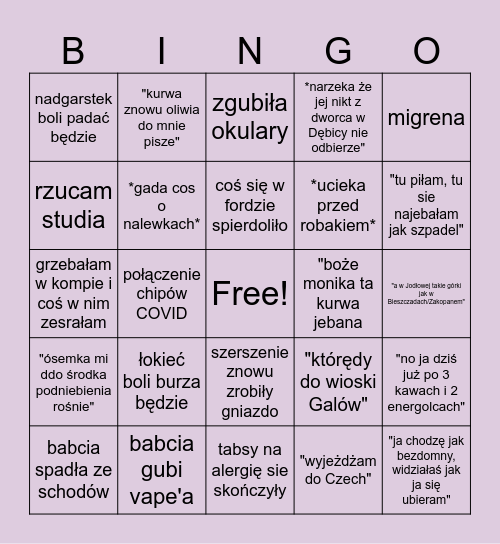 Bingo Babci Kasi Bingo Card