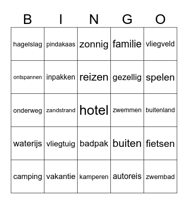 Nederlandse woorden Bingo Card