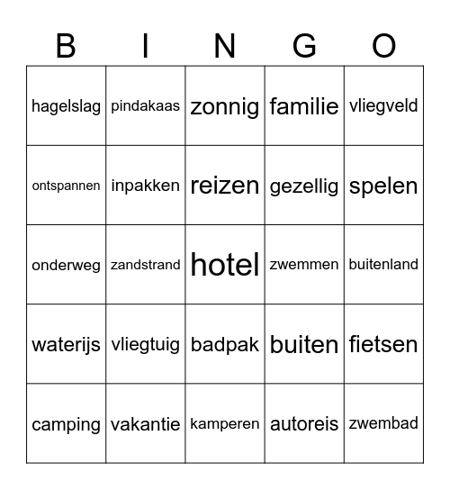 Nederlandse woorden Bingo Card