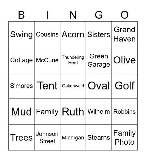 Oakenwald Bingo! Bingo Card