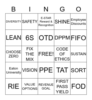 Company Bingo Card