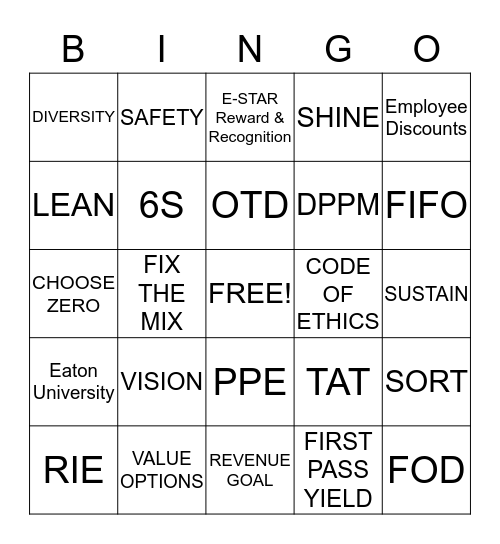 Company Bingo Card