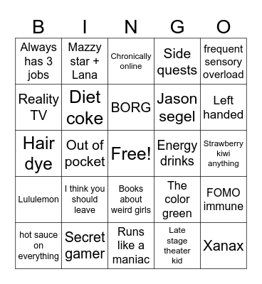 KEENZVILLE Bingo Card