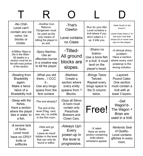 TrO'll Bringo: Rownd Deux Bingo Card