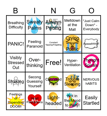 Anxiety Bingo Card