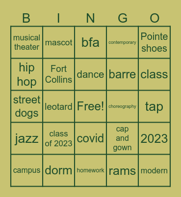 Sierra Class of 2023 Bingo Card