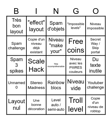 Recent Tab Bingo Card