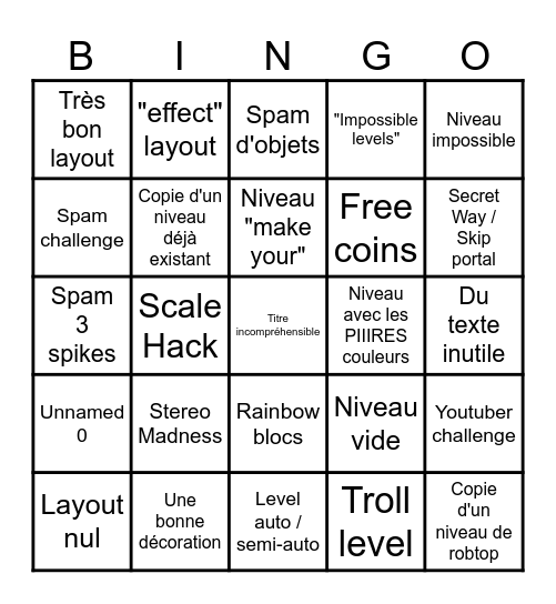 Recent Tab Bingo Card