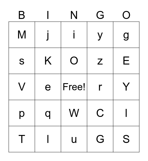 ABC BINGO! Bingo Card