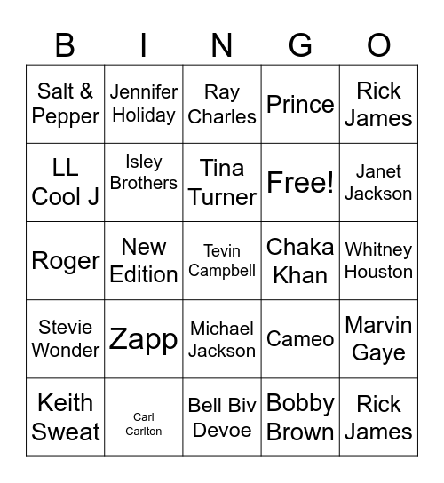 80's Bingo Card