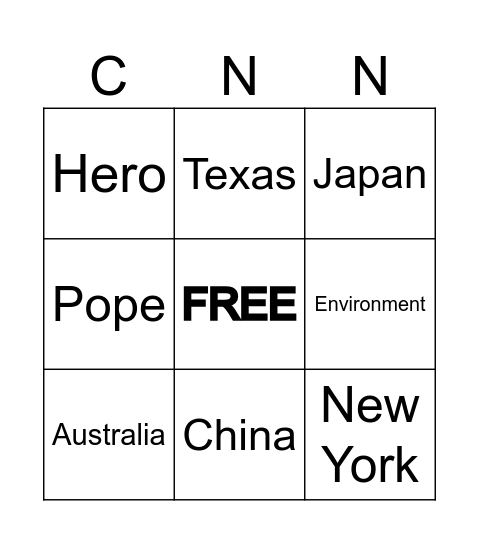 CNN 10 Bingo Card
