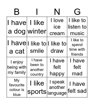 Getting to Know Each Other Bingo Card