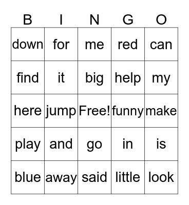 Wordo Bingo Card