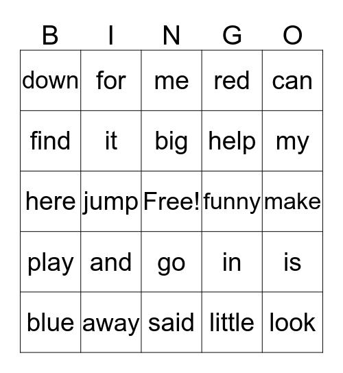 Wordo Bingo Card
